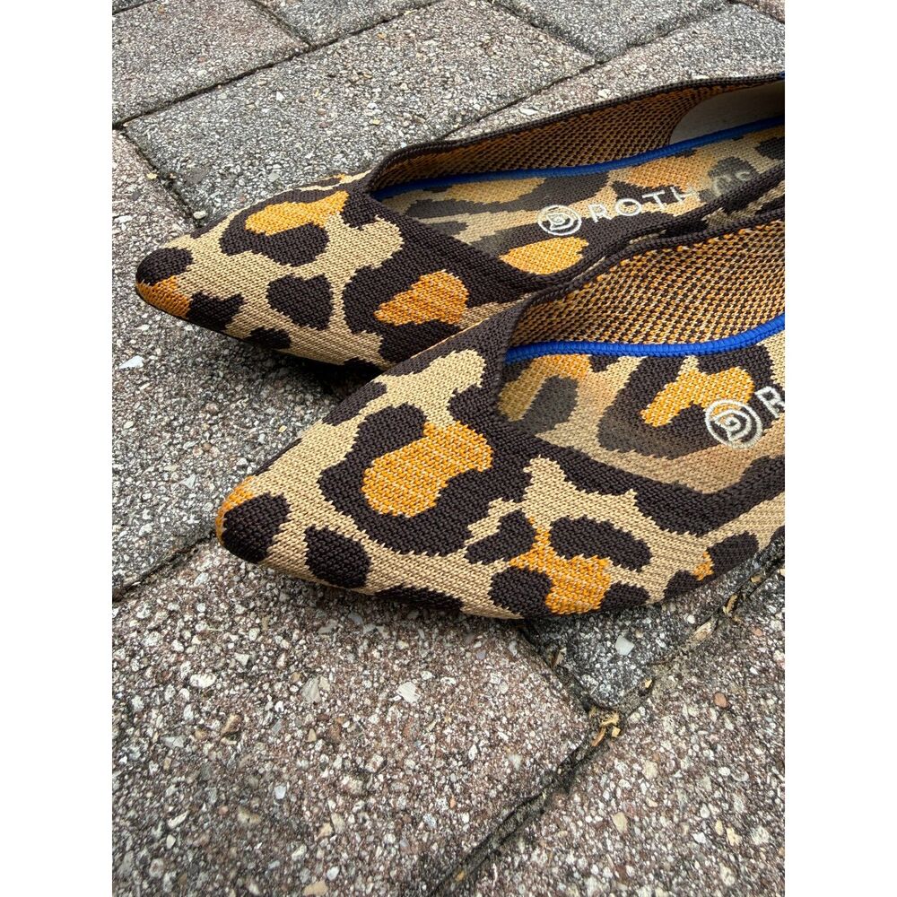 Rothy's The Point Big Cat Leopard Animal Print Ballet Flats Size 8 - Picture 3 of 9